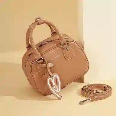 红蜻蜓 时尚复古个性气质潮流 牛皮 单肩斜挎手提包 常规 女款 咖啡色/金棕色