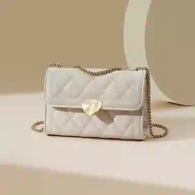 红蜻蜓 百搭少女包法式小香风通勤链条包时尚菱格包 聚氨酯拼合成革 单肩包腋下包手提包斜挎包 女款 黑色/米白色