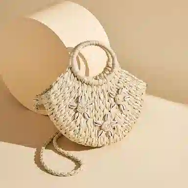 红蜻蜓 时尚复古百搭度假慵懒风简约 织物 手提包 女款 杏色/棕色