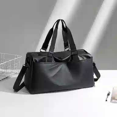 红蜻蜓 潮流简约大容量时尚纯色 织物 旅行包 男女同款情侣款 黑色