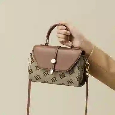 红蜻蜓 经典复古设计妈妈包老花满印时尚百搭包通勤 超细纤维合成革 手提包斜挎包 常规 女款 浅咖啡色