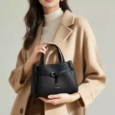 红蜻蜓 高级感小众潮流时尚百搭单肩斜挎包 合成革 手提包 常规 女款 黑色/卡其色