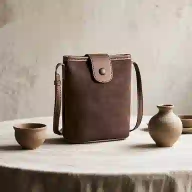 红蜻蜓 复古磨砂百搭通勤水桶包 合成革 斜挎单肩包 常规 女款 咖啡色