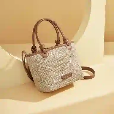 红蜻蜓 日系编织百搭小巧轻便日常 织物 托特包单肩手提包  常规 女款 饼干色