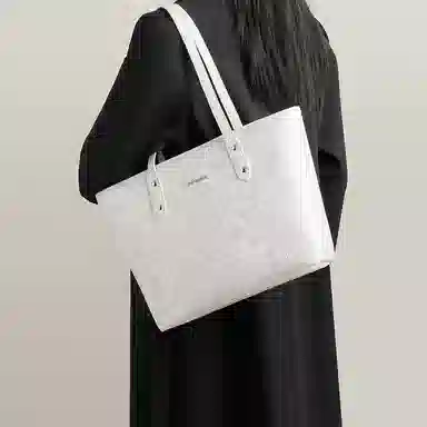 红蜻蜓 高级感百搭纯色通勤 合成革 托特包单肩包 常规 女款 米白色