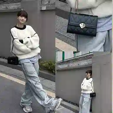 红蜻蜓 百搭少女包法式小香风通勤链条包时尚菱格包 聚氨酯拼合成革 单肩包腋下包手提包斜挎包 女款 黑色/米白色