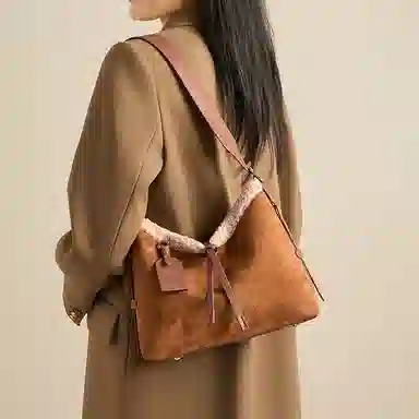 红蜻蜓 秋冬时尚潮流百搭通勤腋下托特包 合成革拼织物 单肩包 常规 女款 金棕色