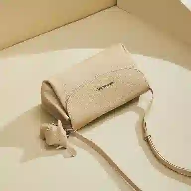 红蜻蜓 时尚真皮小众百搭通勤 牛皮 单肩包 女款 米白色/杏色/黑色