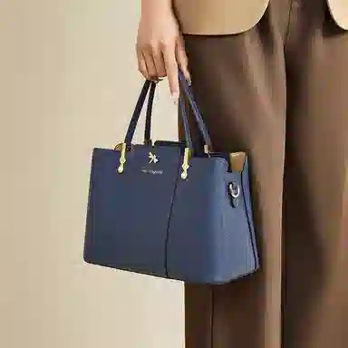 红蜻蜓 高级感经典百搭时尚气质 牛皮 单肩手提包 女款 米白色/宝蓝色