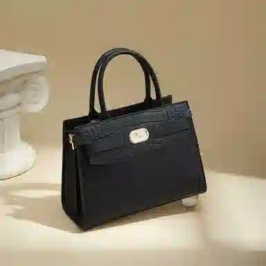 红蜻蜓 高档简约时尚潮流百搭 牛皮 手提包 男女同款情侣款 黑色