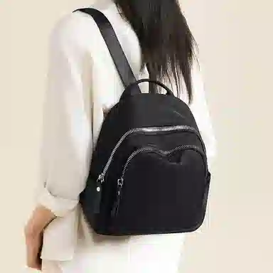 红蜻蜓 时尚潮流百搭通勤出游 织物 背包书包双肩包 常规 男女同款情侣款 黑色