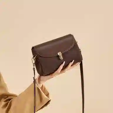 红蜻蜓 高级感气质百搭通勤 牛皮 单肩斜挎包 常规 女款 棕色/咖啡色