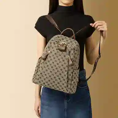 红蜻蜓 简约百搭实用大容量日常 织物 双肩包 常规 女款 黑色/卡其色/粉红色