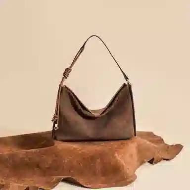 红蜻蜓 复古时尚腋下包两面用托特包高级感百搭 牛皮 单肩包 女款 棕色/橄榄绿色