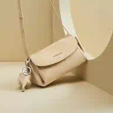 红蜻蜓 时尚真皮小众百搭通勤 牛皮 单肩包 女款 米白色/杏色/黑色