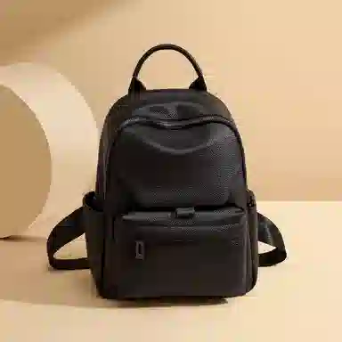 红蜻蜓 轻便通勤运动书包旅行旅游背包 牛皮 双肩包 常规 男女同款情侣款 黑色