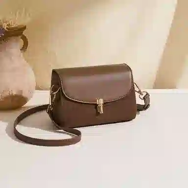 红蜻蜓 高级感气质百搭通勤 牛皮 单肩斜挎包 常规 女款 棕色/咖啡色