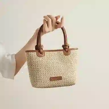 红蜻蜓 日系编织百搭小巧轻便日常 织物 托特包单肩手提包  常规 女款 饼干色