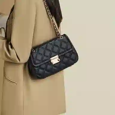 红蜻蜓 学院风女学生包包气质百搭经典小香风菱格五金链条自动扣 牛皮 斜挎包单肩包 常规 女款 银色/米白色/黑色