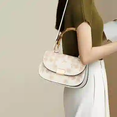 红蜻蜓 国风刺绣时尚设计经典高级感 牛皮 斜挎手提包 女款 米白