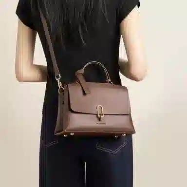 红蜻蜓 高级感小众时尚潮流品牌高颜值 牛皮 单肩斜挎手提包 常规 女款 黑色/咖啡色