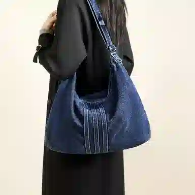 红蜻蜓 轻便通勤耐脏简约百搭 织物 单肩包 常规 男女同款情侣款 牛仔蓝