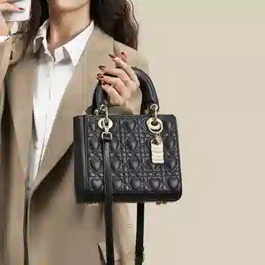 红蜻蜓 时尚百搭戴妃包小众设计爱心气质日常 牛剖层革拼合成革 斜挎包手提包 常规 女款 黑色