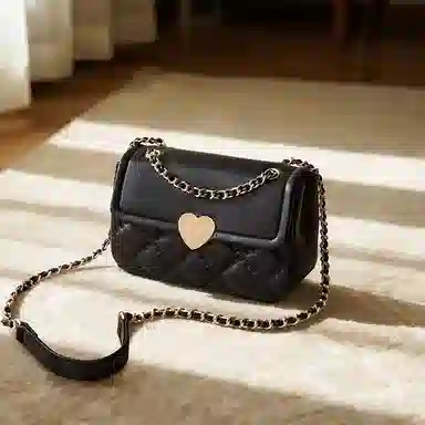 红蜻蜓 爱心设计通勤日常百搭气质小众设计 合成革 单肩包 常规 女款 黑色/咖啡色