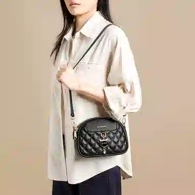 红蜻蜓 小香风通勤百搭日常 合成革 单肩包 常规 女款 黑色