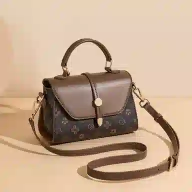 红蜻蜓 经典复古设计妈妈包老花满印时尚百搭包通勤 超细纤维合成革 手提包斜挎包 常规 女款 浅咖啡色