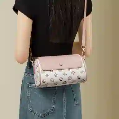 红蜻蜓 经典复古老印花高级感调节背带春夏季高级感百搭通勤 牛皮 单肩包腋下包斜挎包 常规 女款 多色