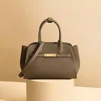 红蜻蜓 时尚大容量托特通勤百搭凯莉单肩斜挎流行优雅高档 牛皮革 手提包 常规 女款 大象灰