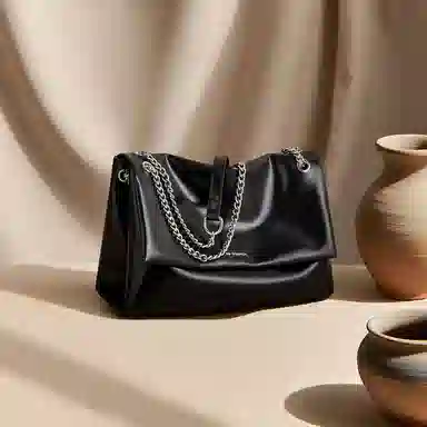 红蜻蜓 链条气质通勤 牛皮 单肩包 女款 黑色