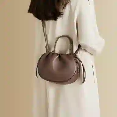 红蜻蜓 时尚简约百搭 牛皮 潘多拉包单肩包 女款 奶茶色/摩卡棕