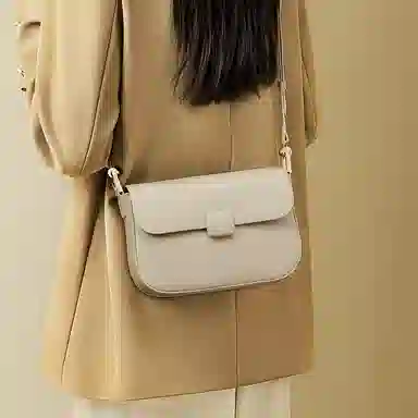 红蜻蜓 时尚百搭通勤腋下包小方包高级感精致质感 牛皮 单肩斜挎包 常规 女款 气质白