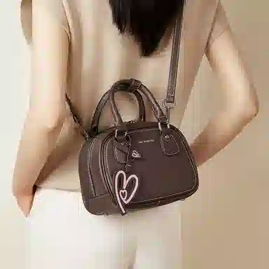 红蜻蜓 时尚复古个性气质潮流 牛皮 单肩斜挎手提包 常规 女款 咖啡色/金棕色