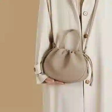 红蜻蜓 时尚简约百搭 牛皮 潘多拉包单肩包 女款 奶茶色/摩卡棕