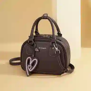 红蜻蜓 时尚复古个性气质潮流 牛皮 单肩斜挎手提包 常规 女款 咖啡色/金棕色