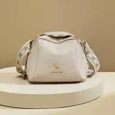 红蜻蜓 时尚简约潮流便携通勤百搭 织物 斜挎包 女款 经典黑色/奶茶色