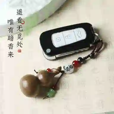 弹指木匠 木雕刻小葫芦工艺品挂饰光面葫芦百搭小挂 绿檀 木作挂件 男女同款情侣款