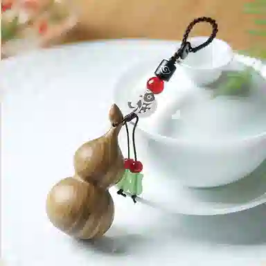 弹指木匠 木雕刻小葫芦工艺品挂饰光面葫芦百搭小挂 绿檀 木作挂件 男女同款情侣款