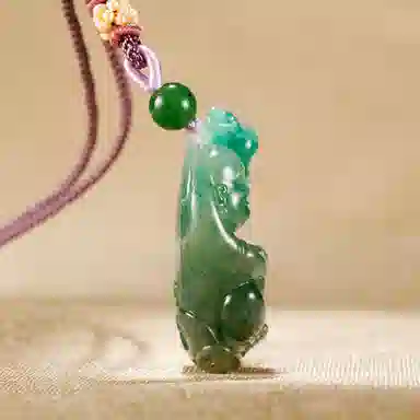 玉说 国潮白天蓝独玉弥勒佛 独山玉 项链 女款