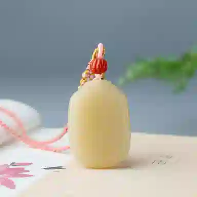 玉说 国潮平安牌无事牌 和田玉 项链 男女同款情侣款 糖玉