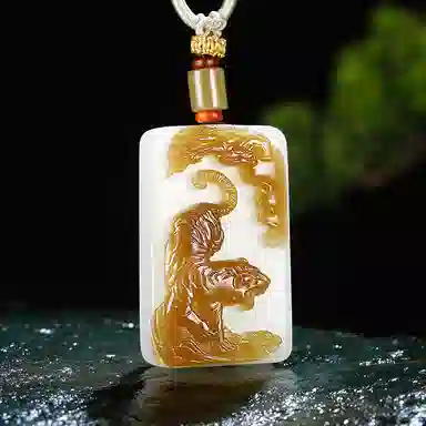 玉说 国潮 威震山河 虎 和田玉 吊坠 男款 白玉