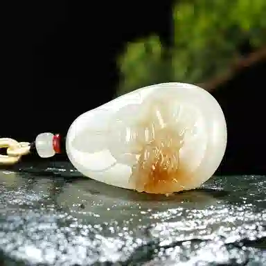 玉说 国潮观音御龙观自在菩萨 和田玉 项链 男款 白玉