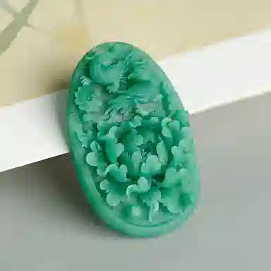 玉说 国风花鸟牌牡丹花绶带鸟富贵平安 独山玉 吊坠 男女同款情侣款