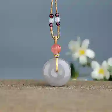 玉说 国风紫气东来平安扣冰紫 和田玉 吊坠 男女同款情侣款 白玉