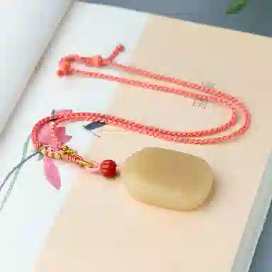 玉说 国潮平安牌无事牌 和田玉 项链 男女同款情侣款 糖玉