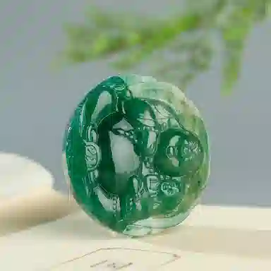 玉说 国潮大肚佛天蓝满绿大佛公 独山玉 吊坠 男女同款情侣款