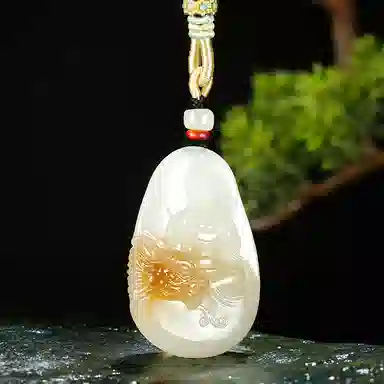 玉说 国潮观音御龙观自在菩萨 和田玉 项链 男款 白玉